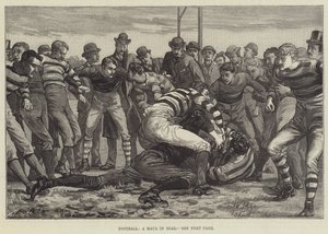 Voetbal, een maul in doel door William Barnes Wollen
